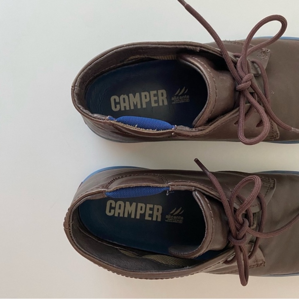 Camper Lace-up Chukka Boots in Brown Leather with Blue Soles, Size US 11, EUC - Picture 10 of 12